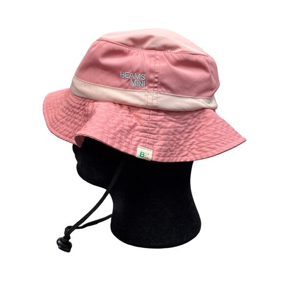 Beams Mini Bucket Hat Kid's Pink Strap Hat with Neck Cover